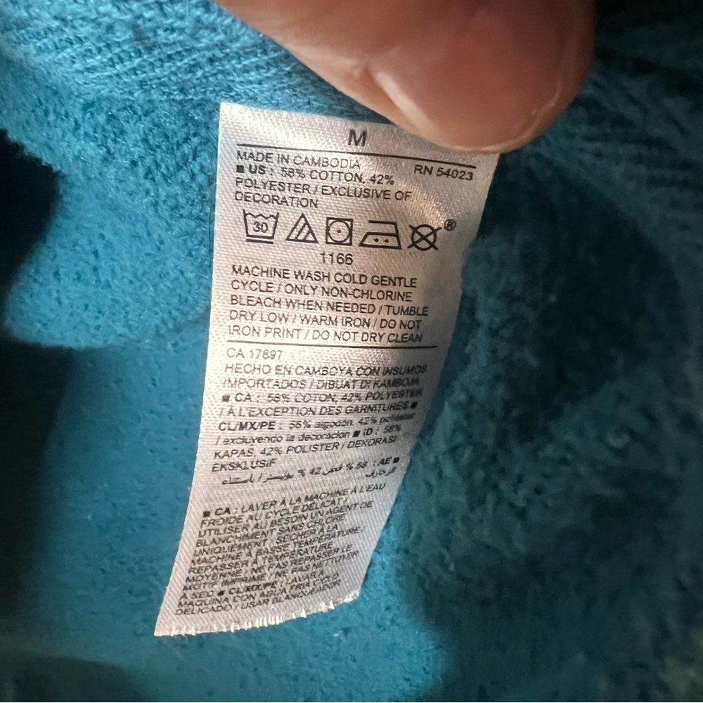 Old Navy Teal Hoodie with Heart Graphic​​​​​​​ - Picture 5 of 6